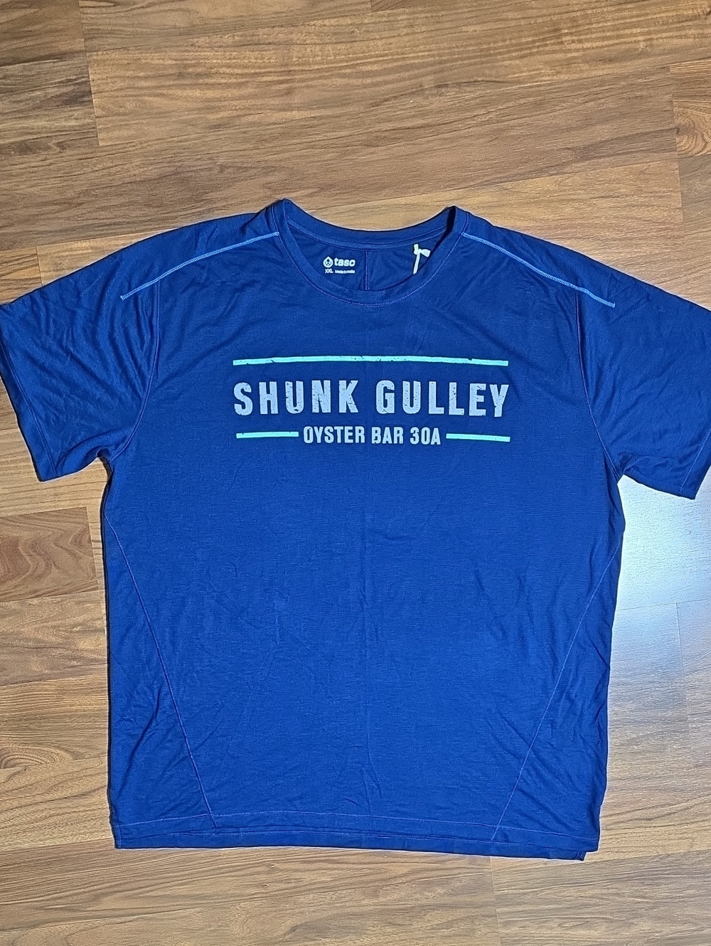 Tasc Shunk Gulley Oyster Bar 30A Blue Performance Graphic Tee